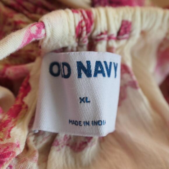 Old Navy Tank Top Womens XL Pink Red Floral Print Halter Tiered Peasant Boho - Picture 12 of 12